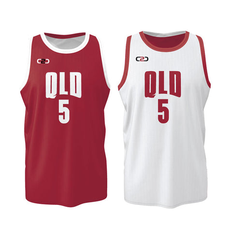 QLD Core Reversible Basketball Singlet U Neck Maroon and White Design Your Own Custom