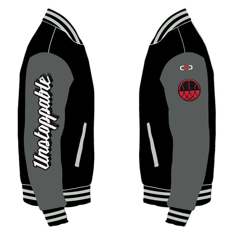Varsity Jacket Fully Lined - Black (sleeve designs) Coast 2 Coast Sports