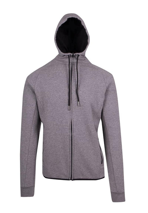 Bonded Polar Fleece Zip Hoodie Grey Marl Front View