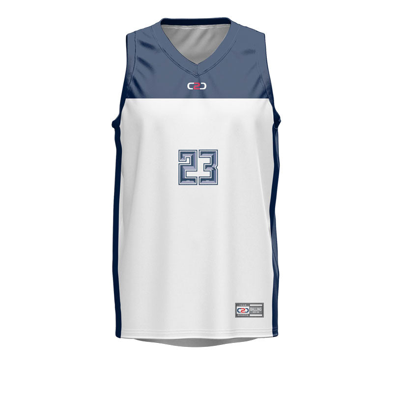 Basketball Singlets with Numbers White/Navy - In-Stock Numbered Singlet ...